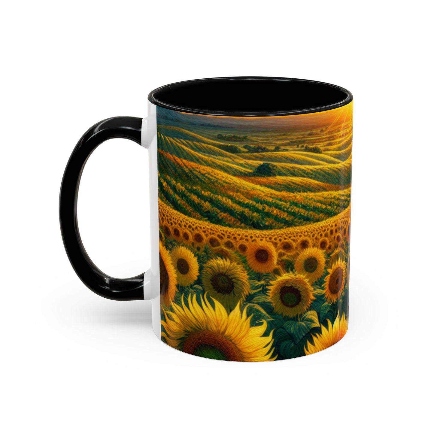 Golden Sunrise Sunflower Fields - Mugs