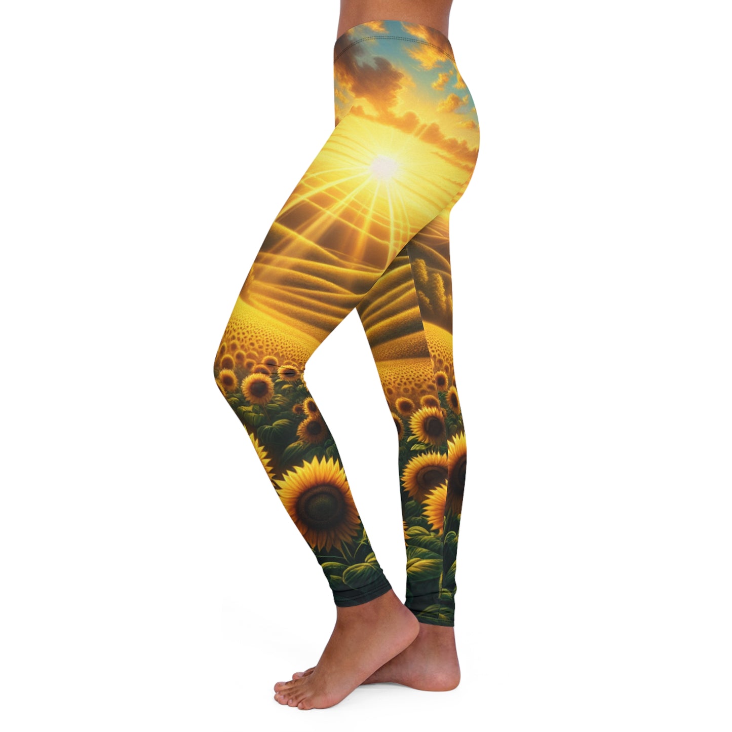 Amber Radiance Sunflower Seascape - Leggings
