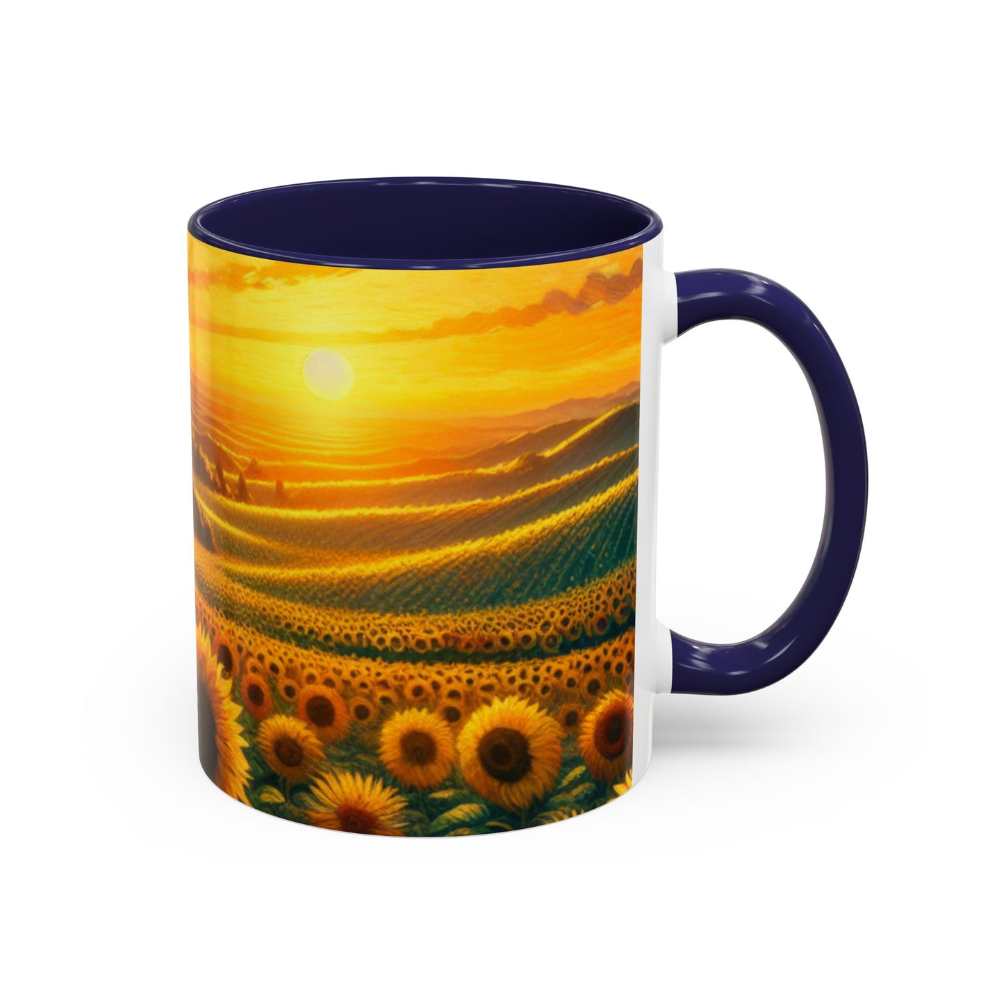 Golden Sunrise Sunflower Fields - Mugs