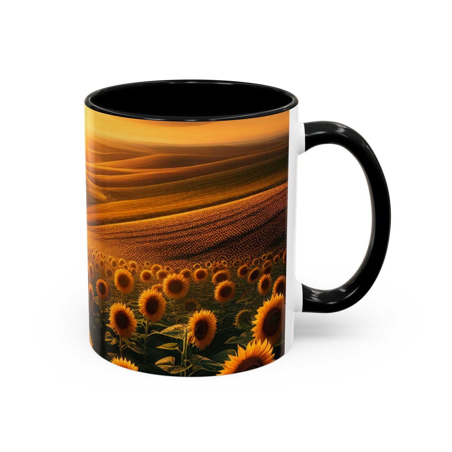 Golden Sunflower Waves - Mugs