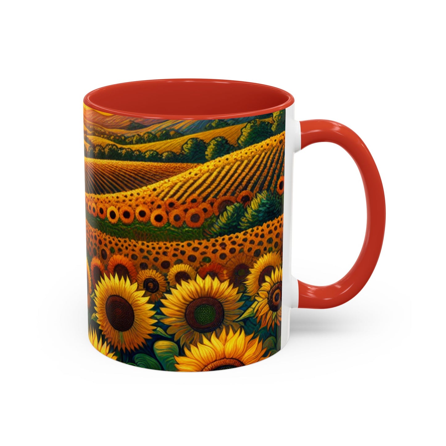 Sunset Serenade in Sunflower Fields - Mugs