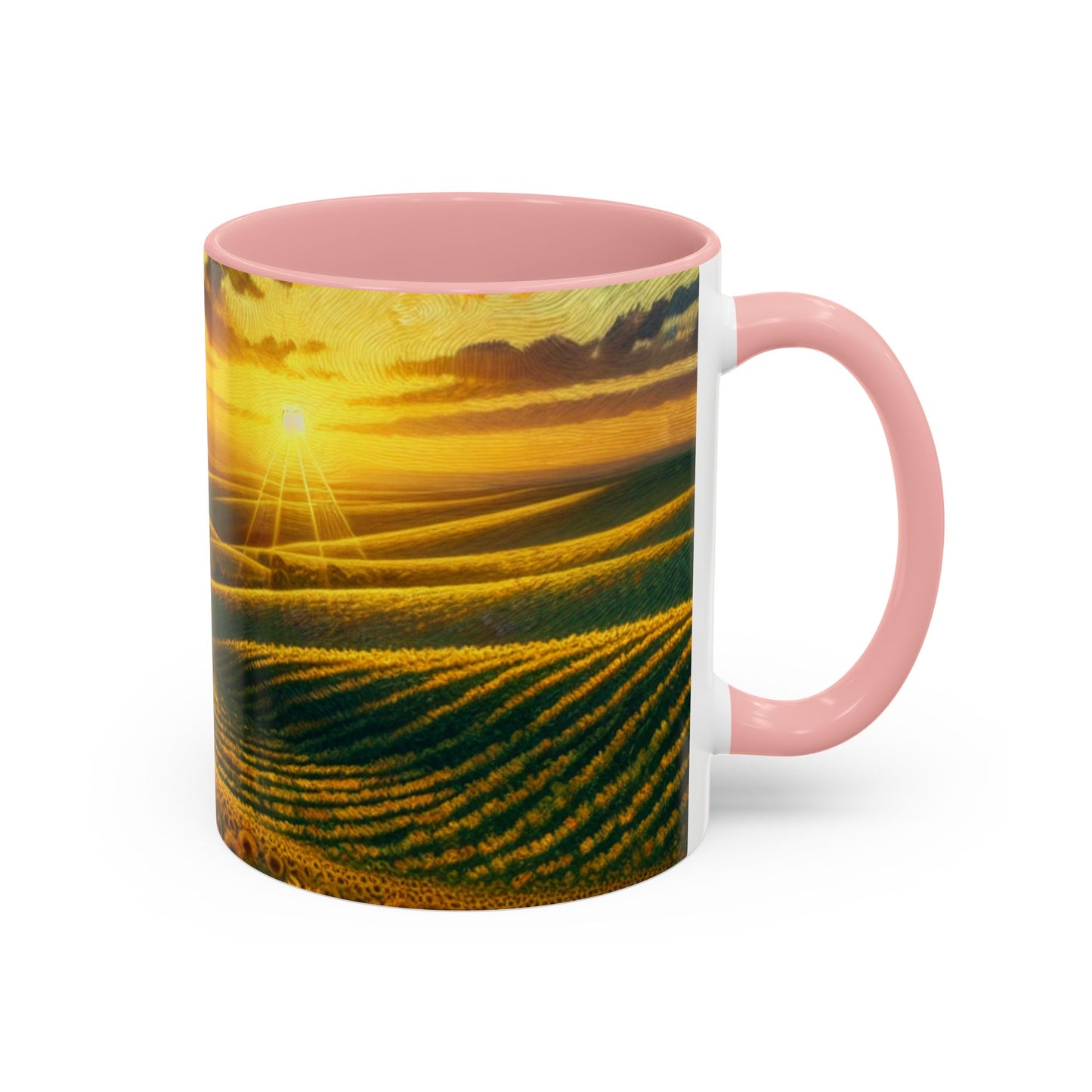 Sunset Serenade in Sunflower Fields - Mugs