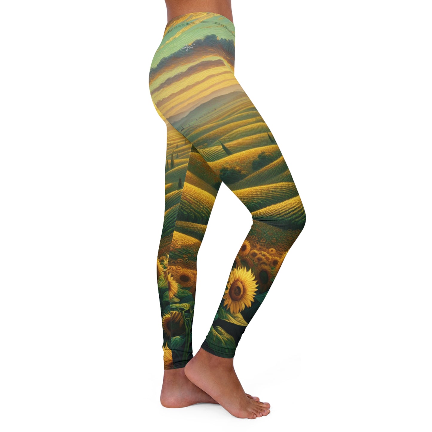 Golden Sunflower Fields at Dusk - Leggings
