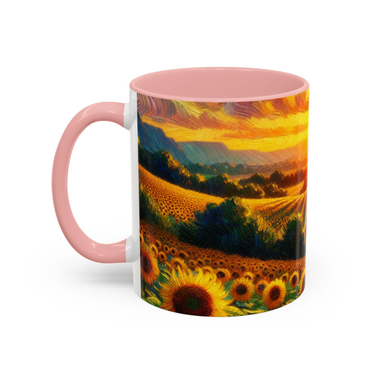Sunset Whirls over Sunflower Fields - Mugs