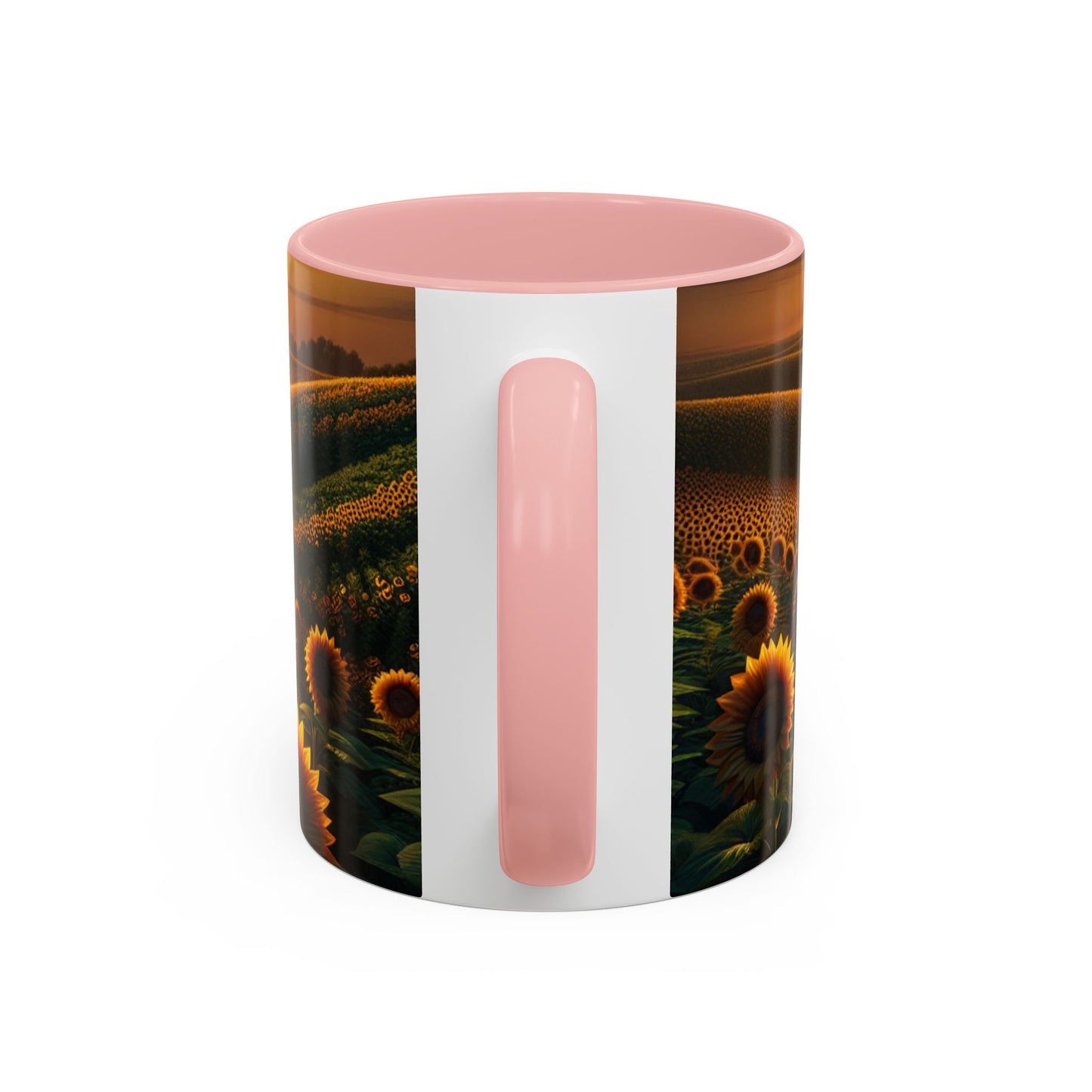 Golden Sunrise Amidst Sunflower Valleys - Mugs