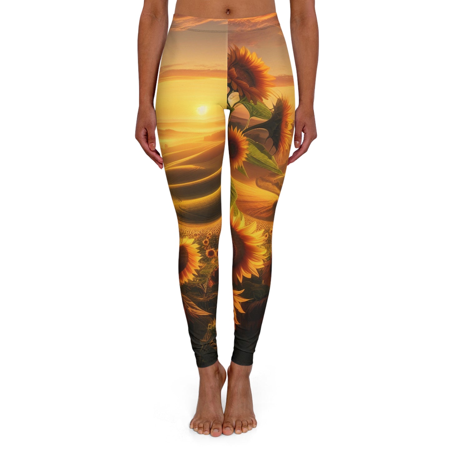 Golden Sunrise Sunflower Valleys - Leggings