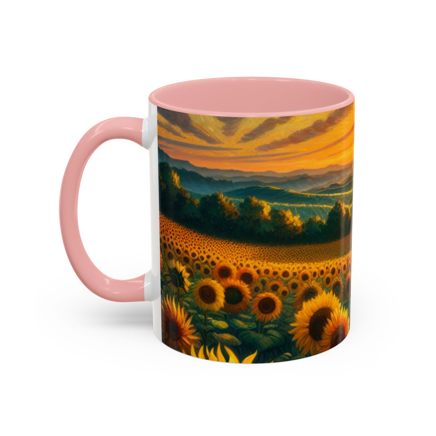 Golden Sunrise Sunflower Fields - Mugs