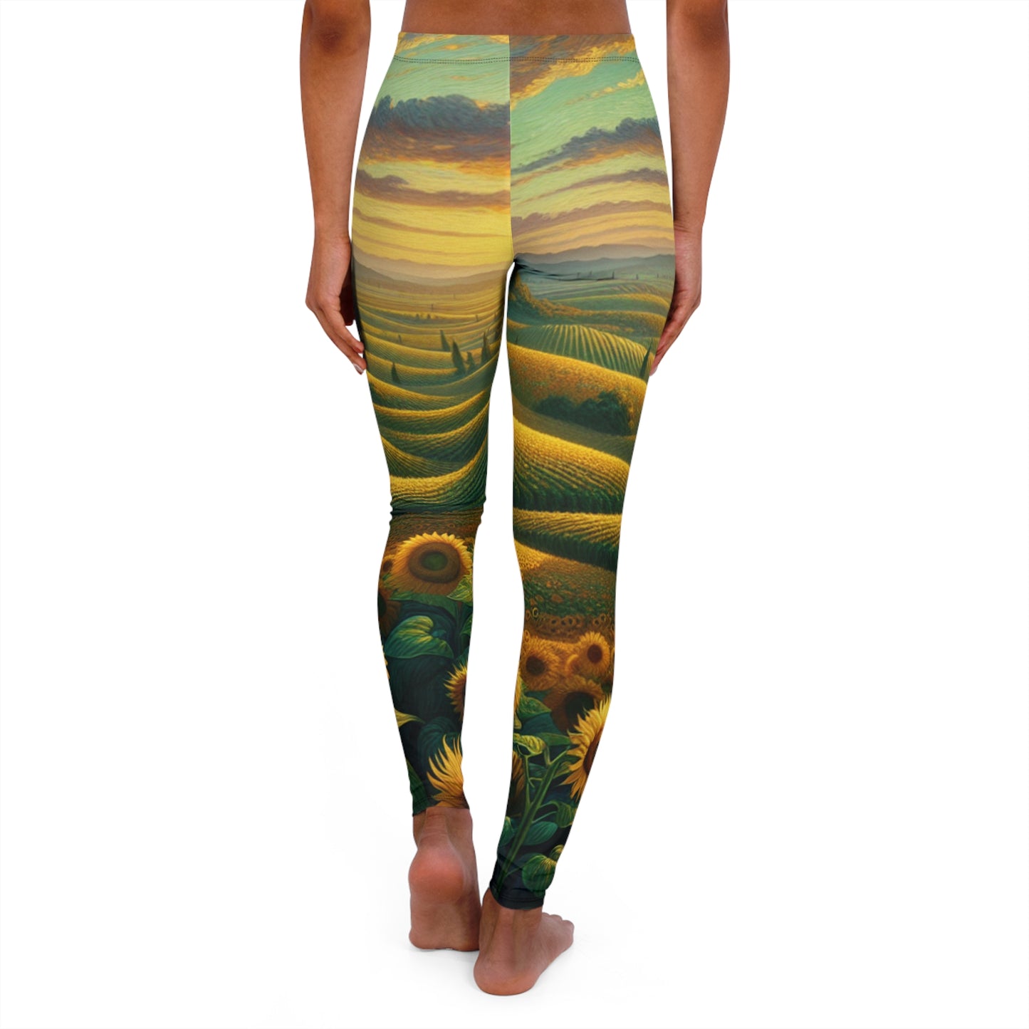 Golden Sunflower Fields at Dusk - Leggings