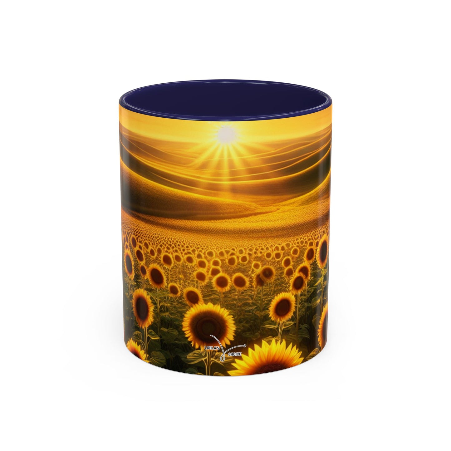 Golden Sunrise Over Sunflower Valley - Mugs