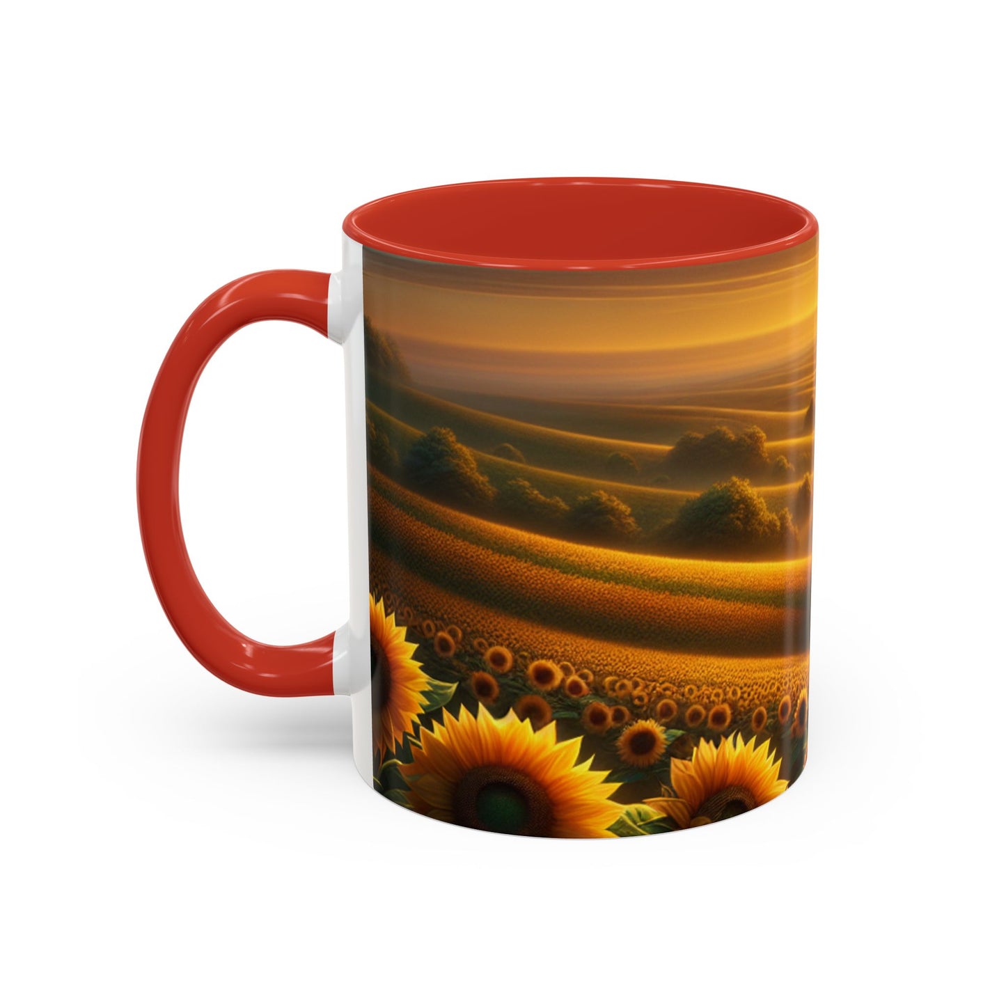 Golden Sunflower Fields at Dusk - Mugs