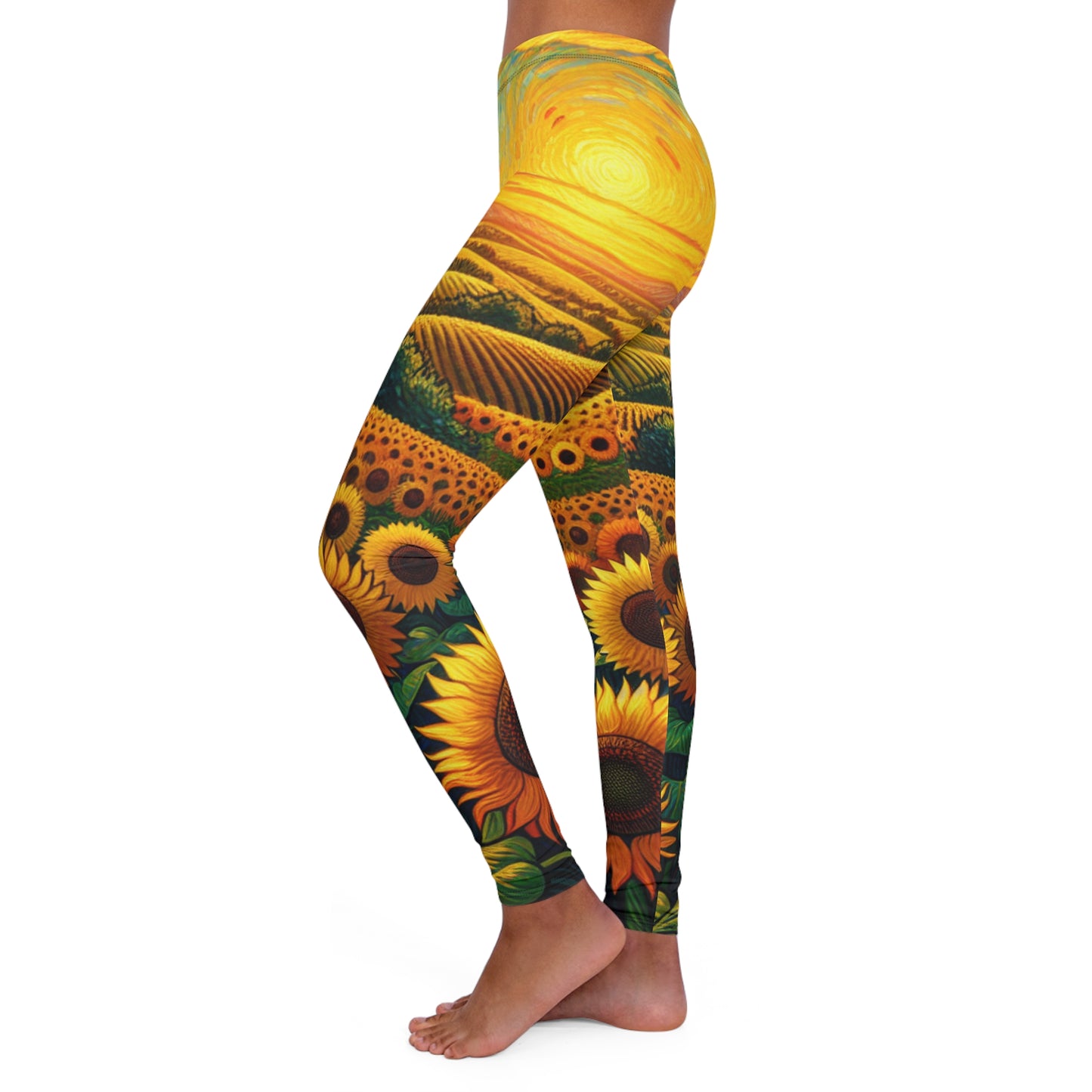 Sunset Serenade in Sunflower Fields - Leggings