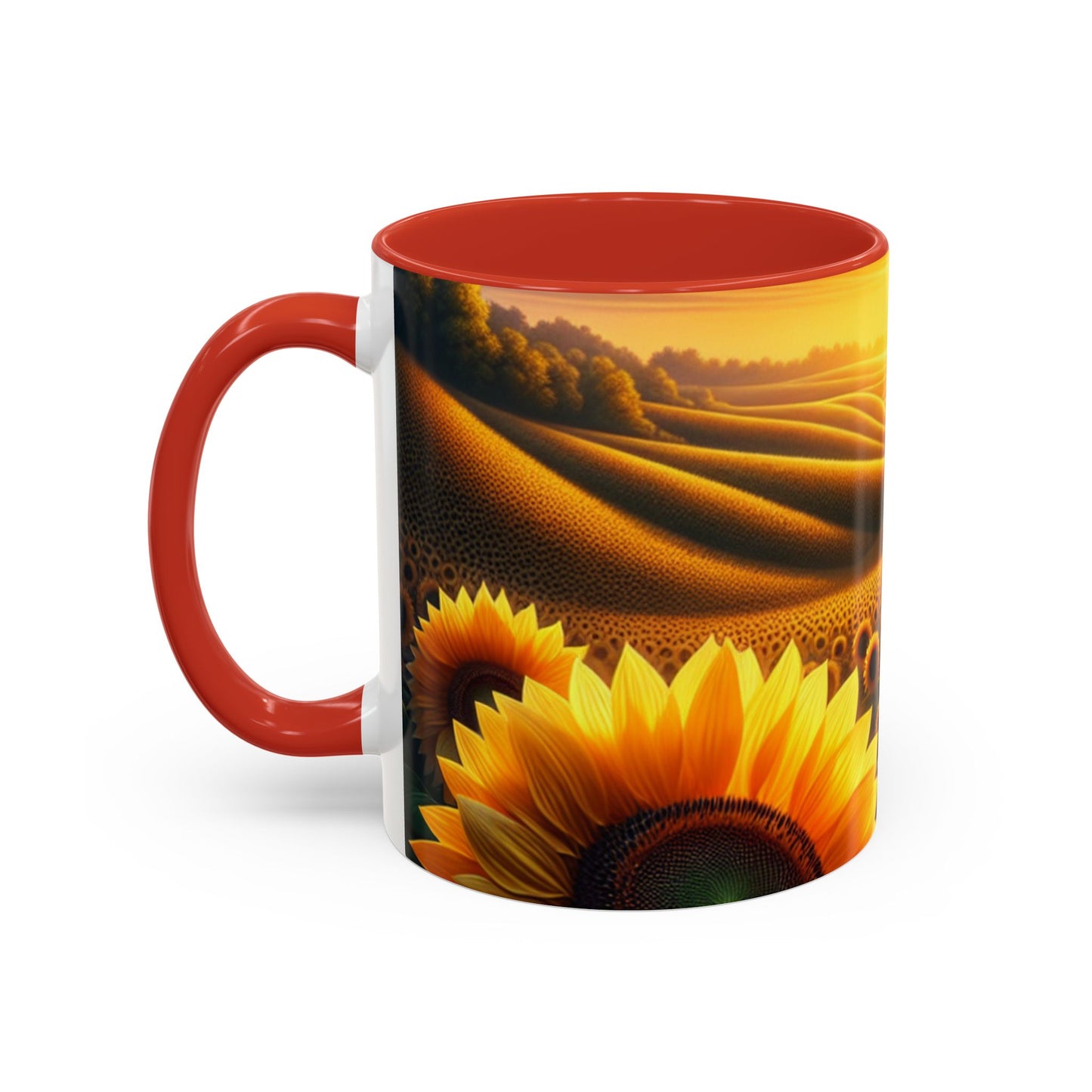 Golden Sunset Sunflower Fields - Mugs