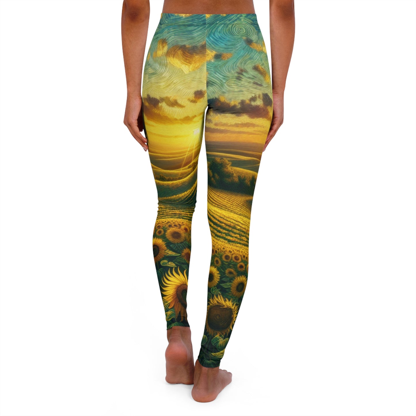 Sunset Serenade in Sunflower Fields - Leggings
