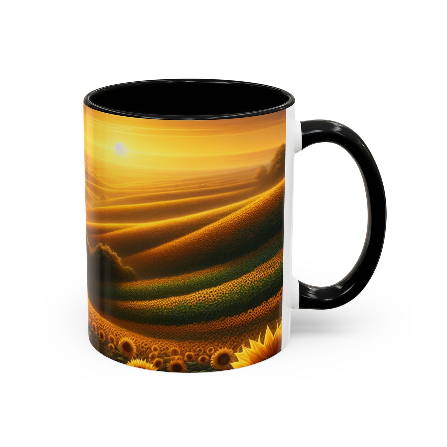 Golden Sunflower Fields at Dusk - Mugs