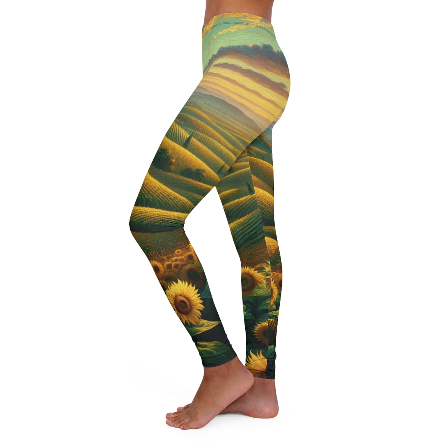 Golden Sunflower Fields at Dusk - Leggings
