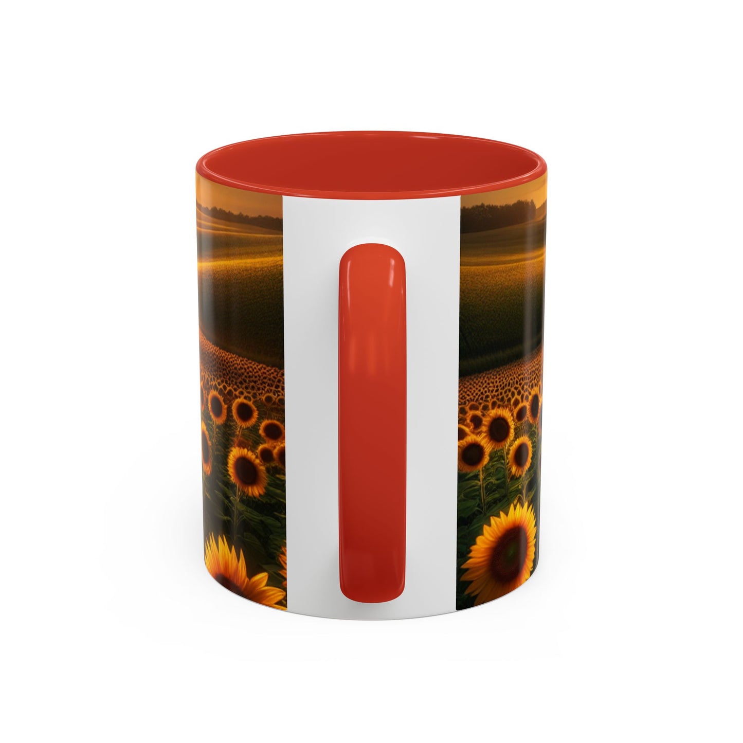 Golden Sunrise Over Sunflower Valley - Mugs