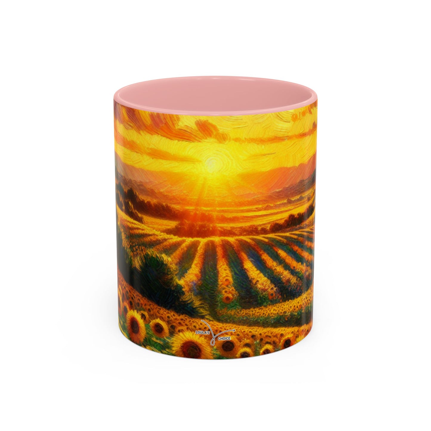 Sunset Whirls over Sunflower Fields - Mugs