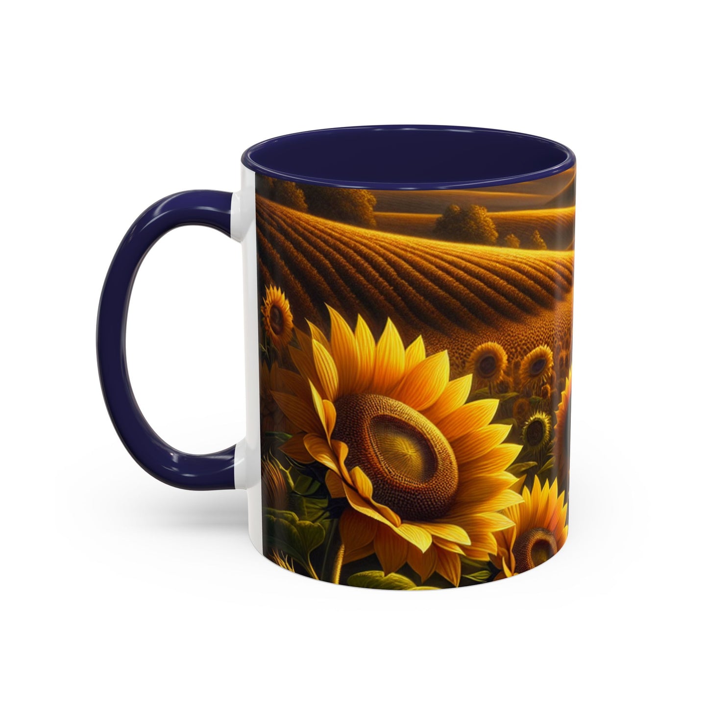 Golden Sunrise Sunflower Fields - Mugs
