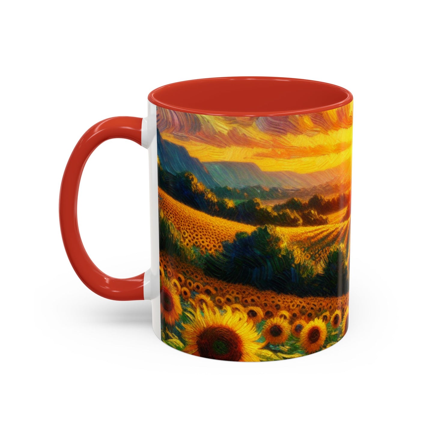 Sunset Whirls over Sunflower Fields - Mugs
