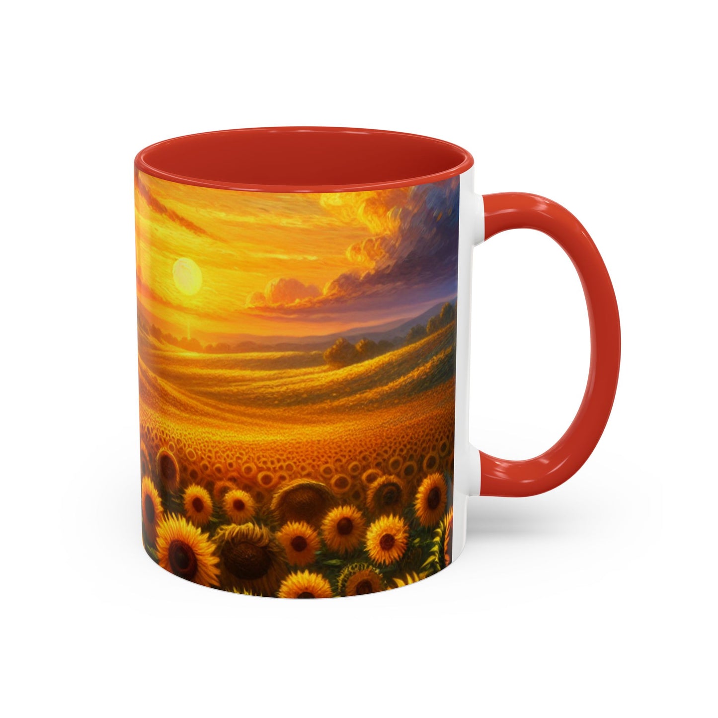 Sunset Serenade in Sunflower Fields - Mugs