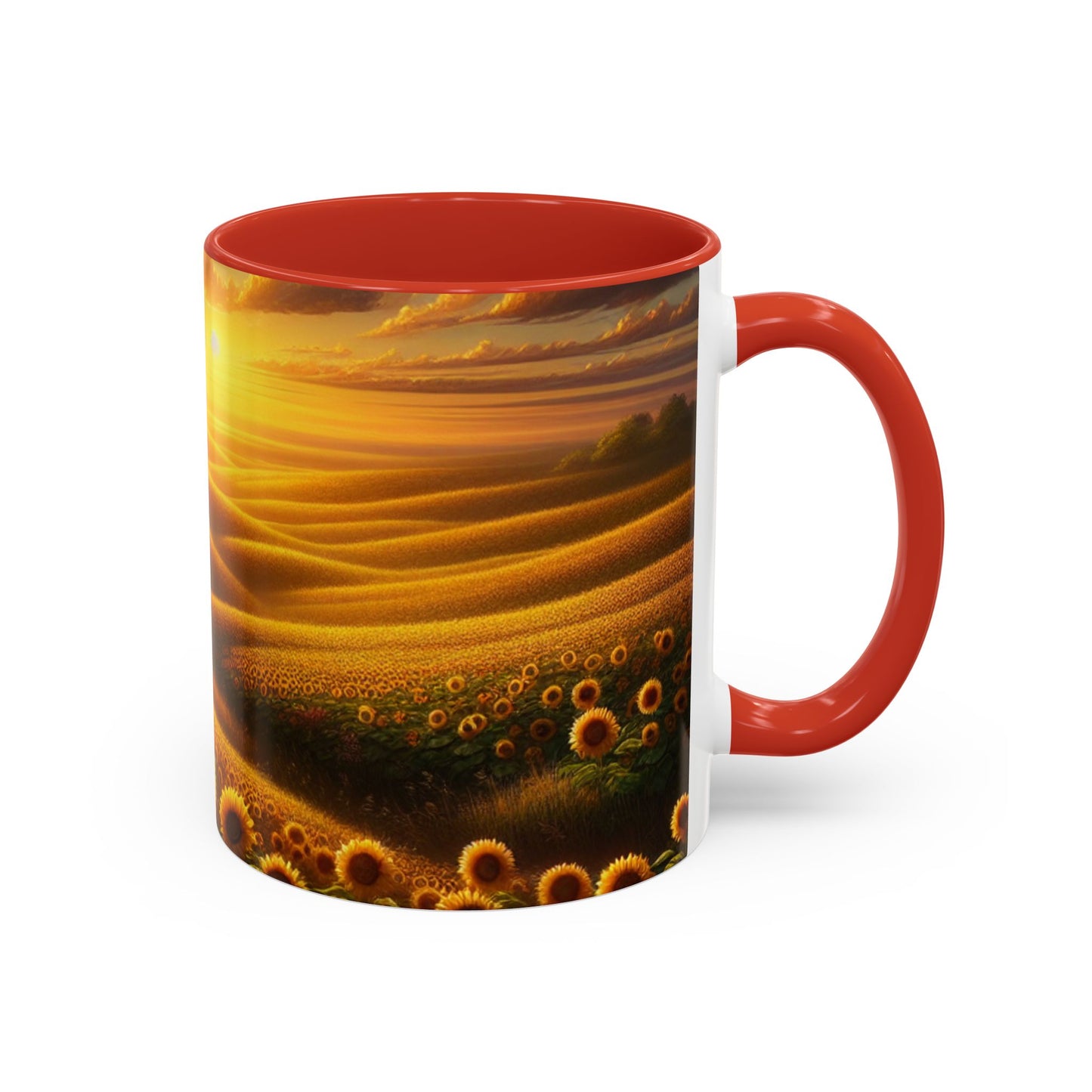 Golden Sunset Sunflower Fields - Mugs