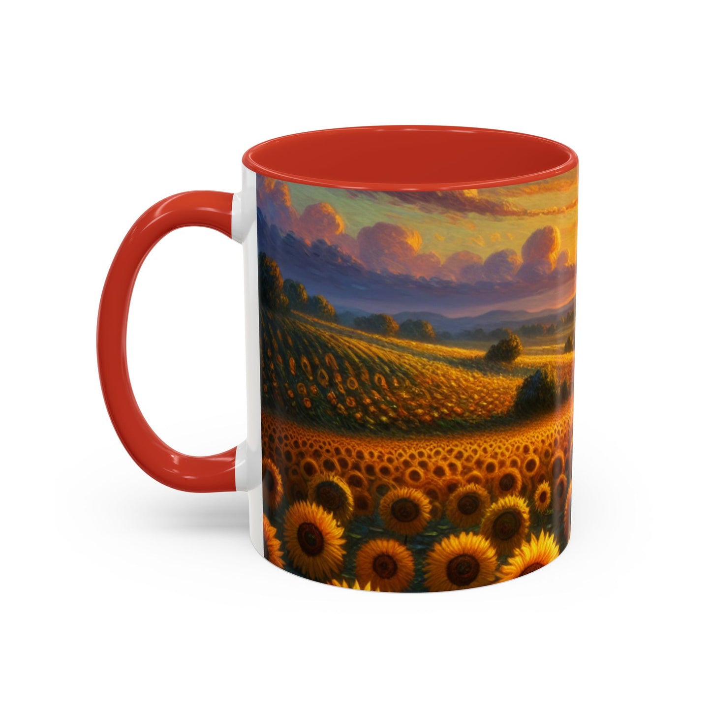 Sunset Serenade in Sunflower Fields - Mugs