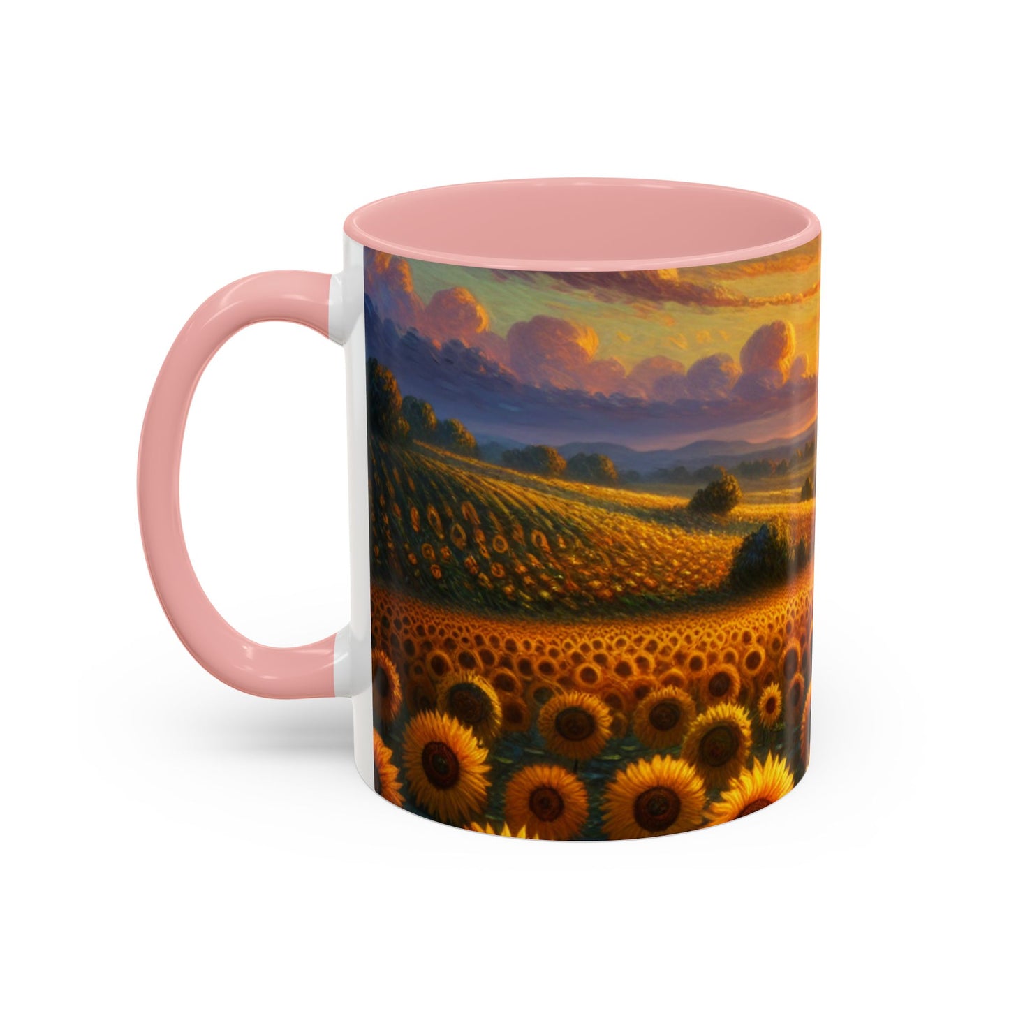 Sunset Serenade in Sunflower Fields - Mugs