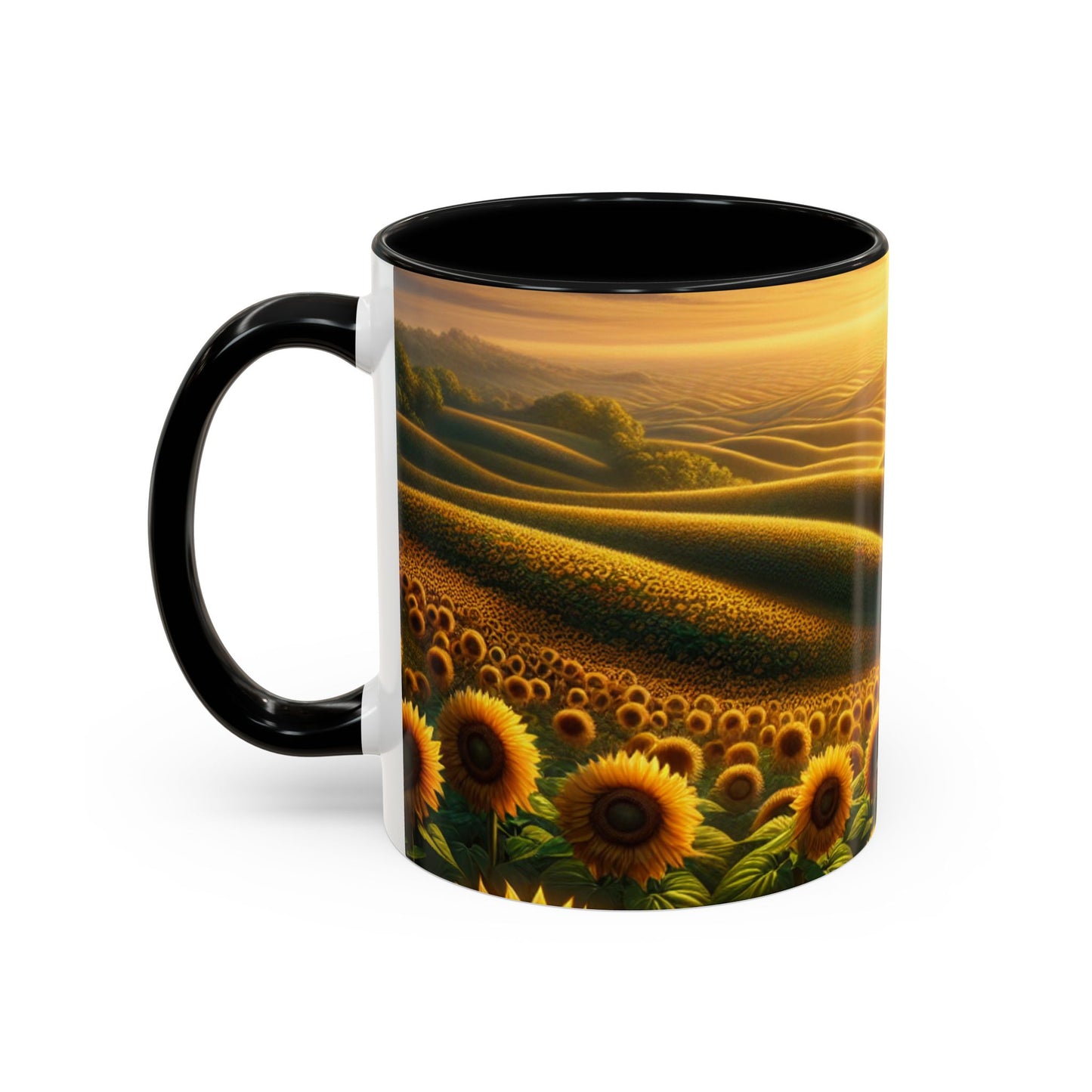 Golden Sunrise in the Sunflower Valleys - Mugs