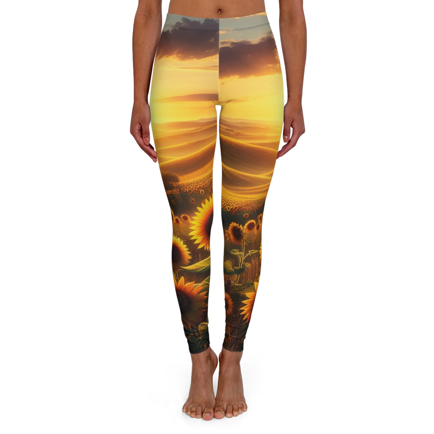 Amber Sunflower Serenade - Leggings