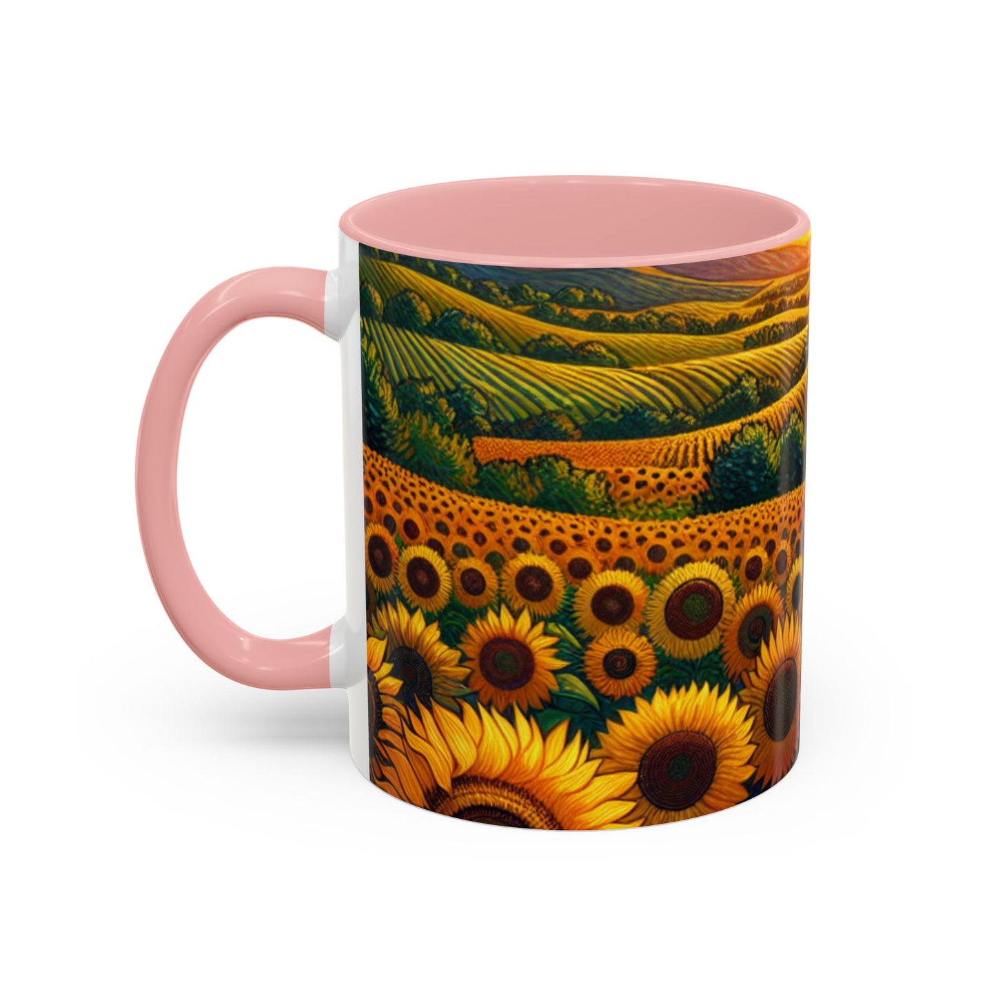 Sunset Serenade in Sunflower Fields - Mugs
