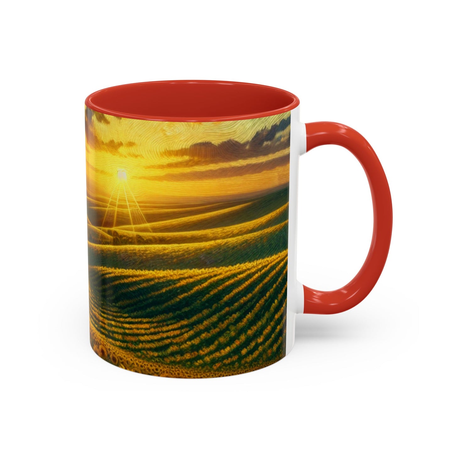 Sunset Serenade in Sunflower Fields - Mugs