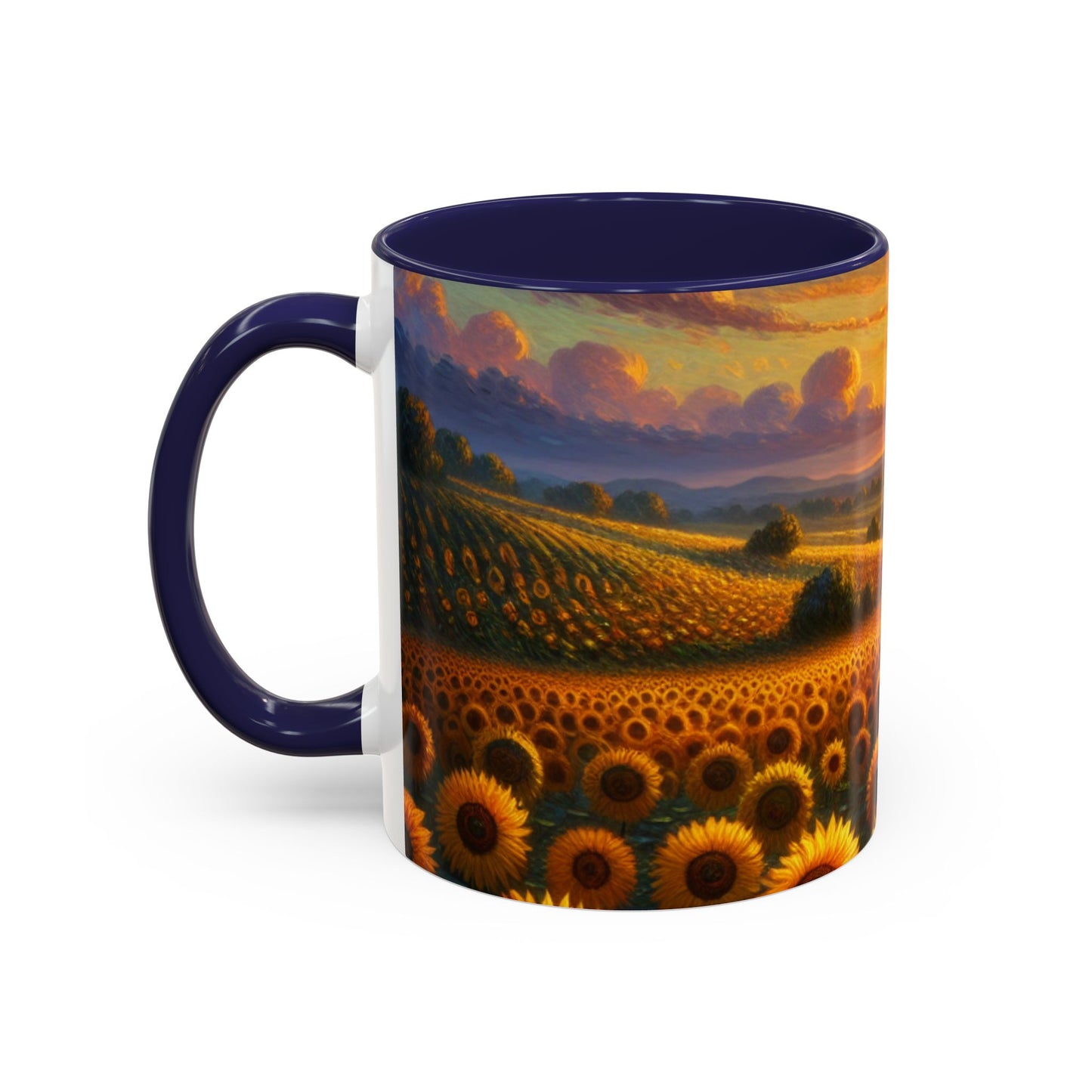 Sunset Serenade in Sunflower Fields - Mugs