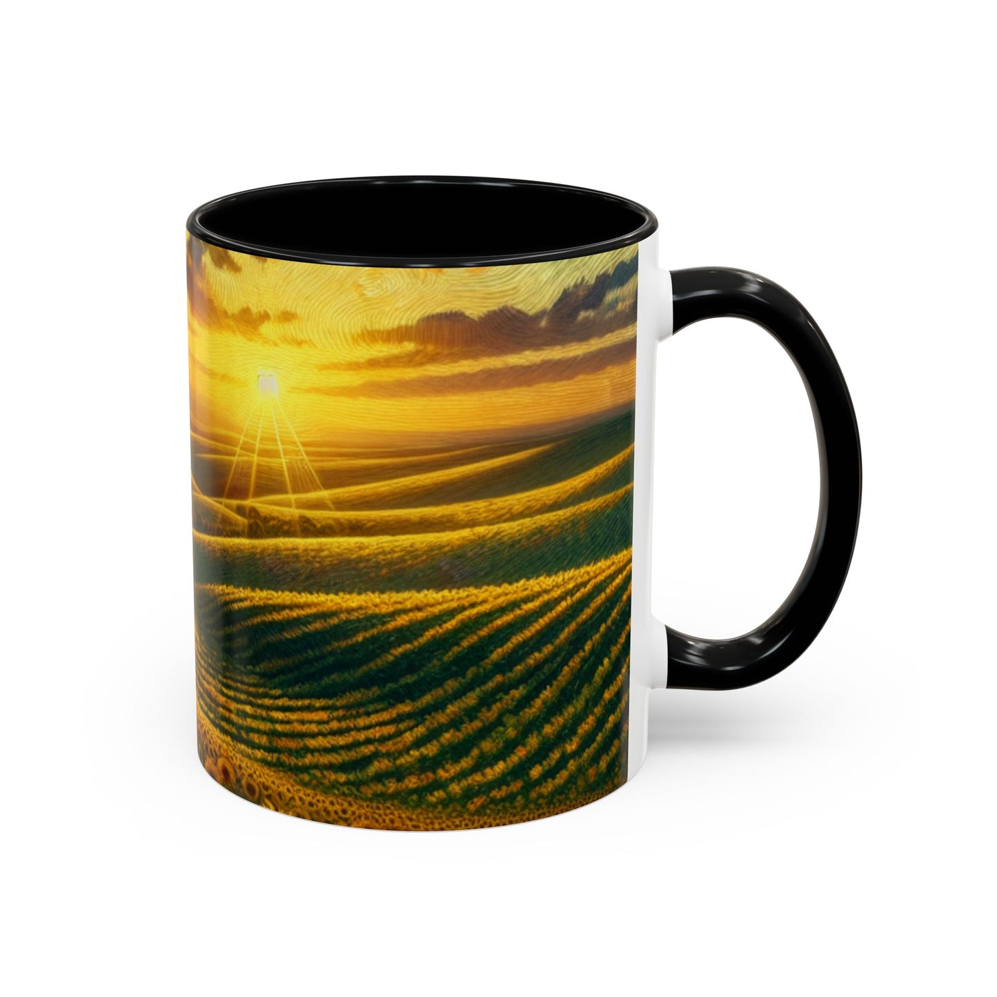 Sunset Serenade in Sunflower Fields - Mugs