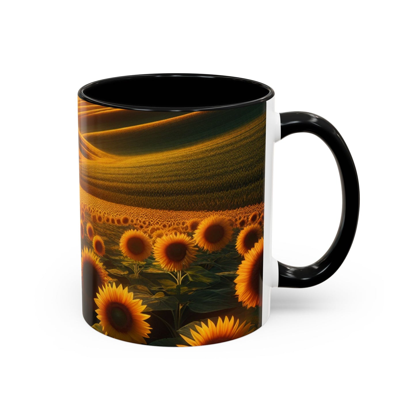 Sunset Serenity in Sunflower Valleys - Mugs