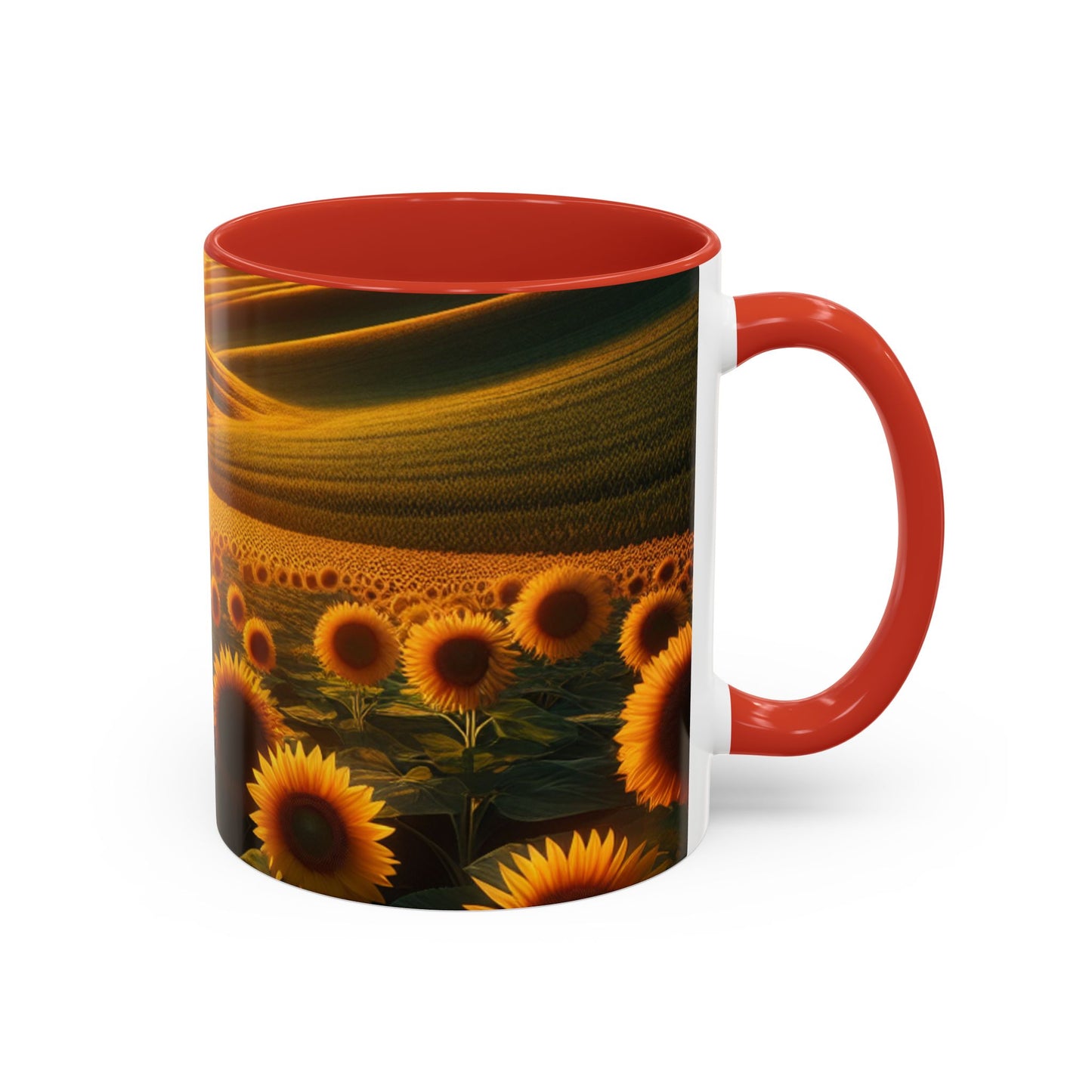 Sunset Serenity in Sunflower Valleys - Mugs