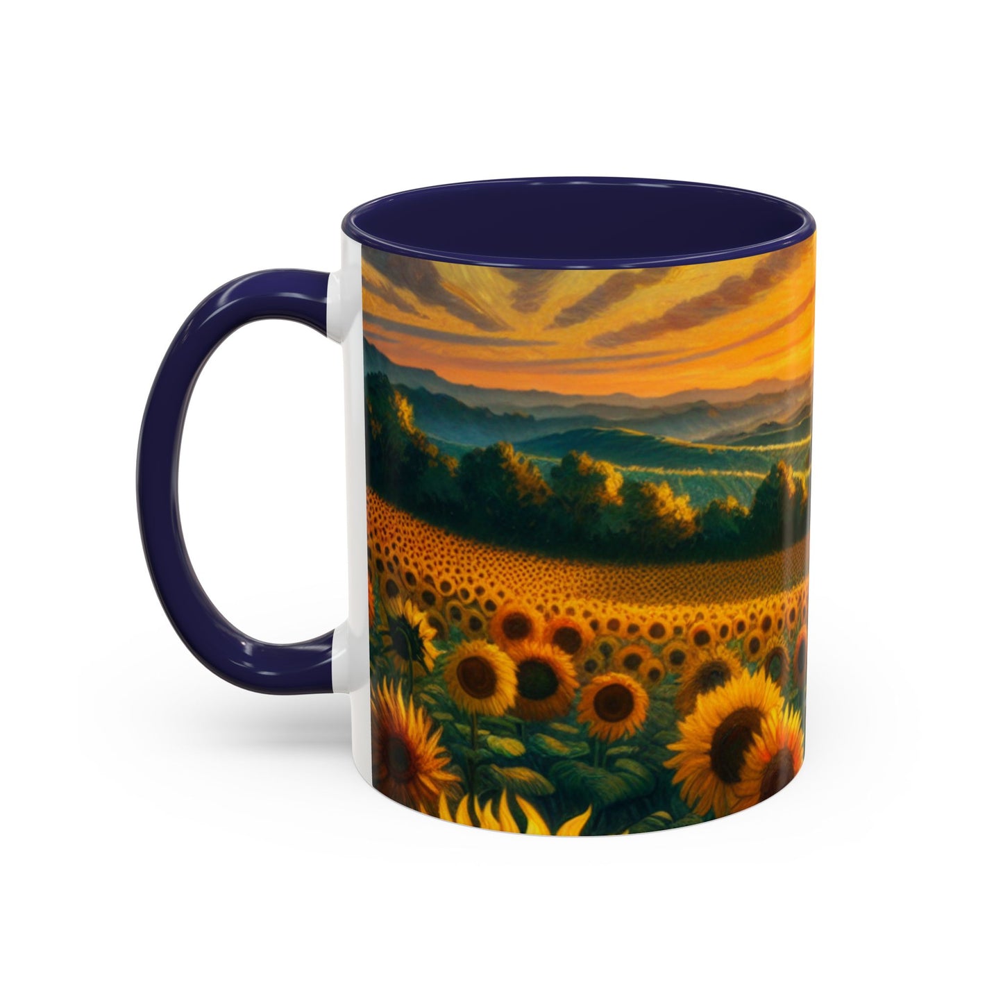Golden Sunrise Sunflower Fields - Mugs