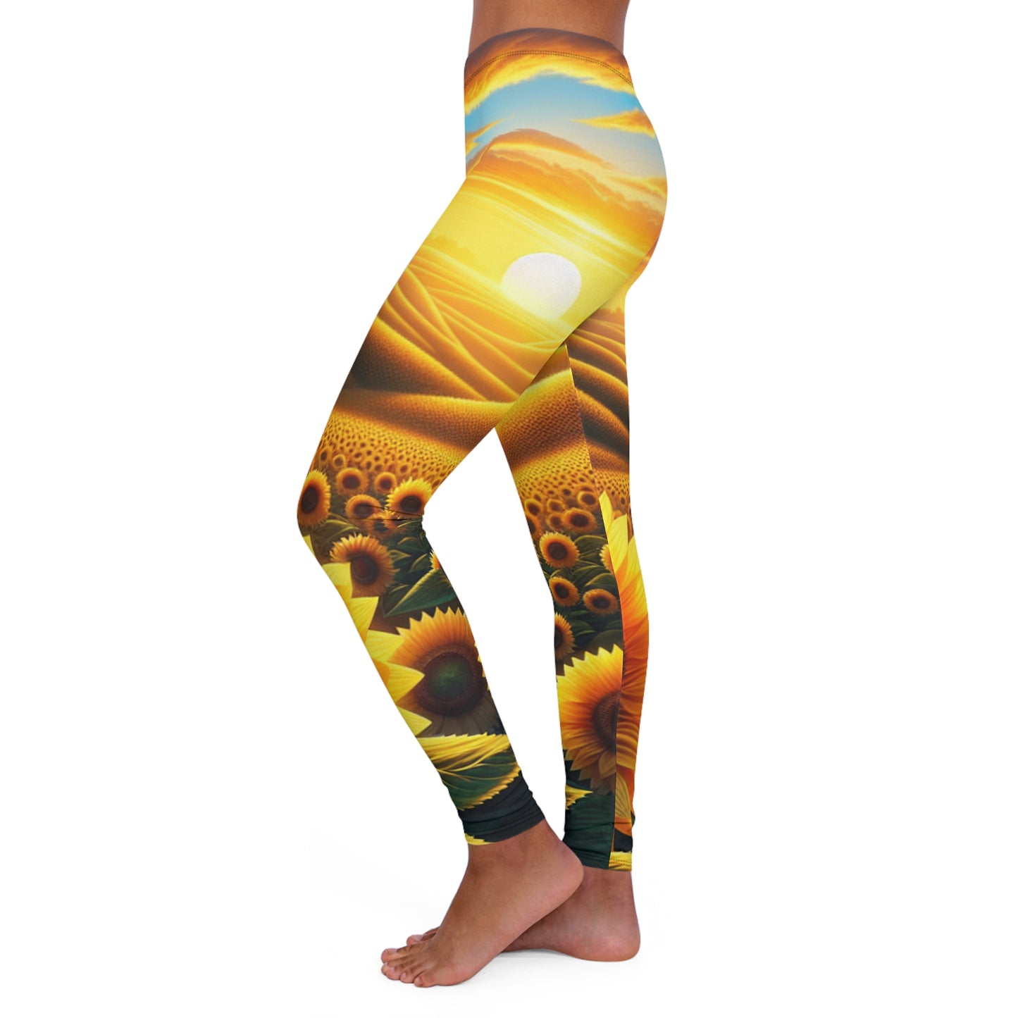 Golden Sunset Sunflower Fields - Leggings