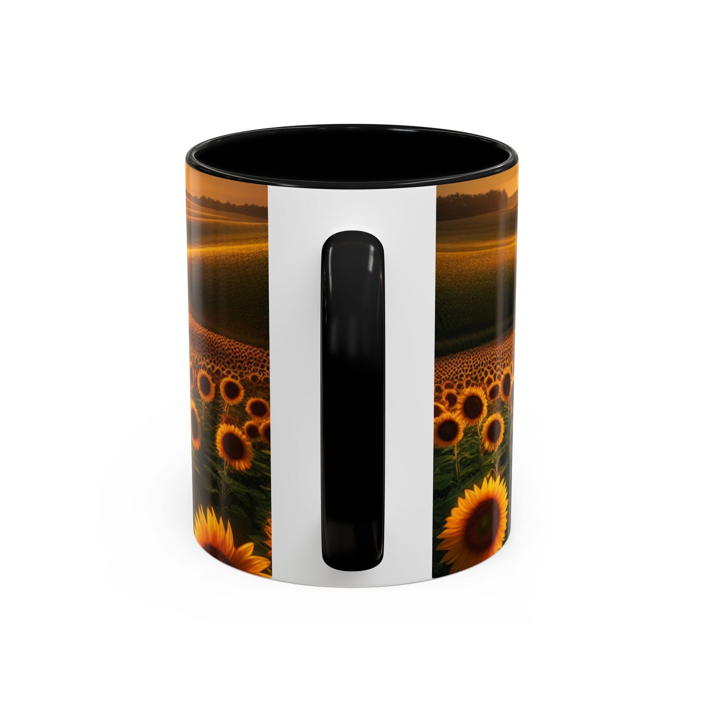 Golden Sunrise Over Sunflower Valley - Mugs