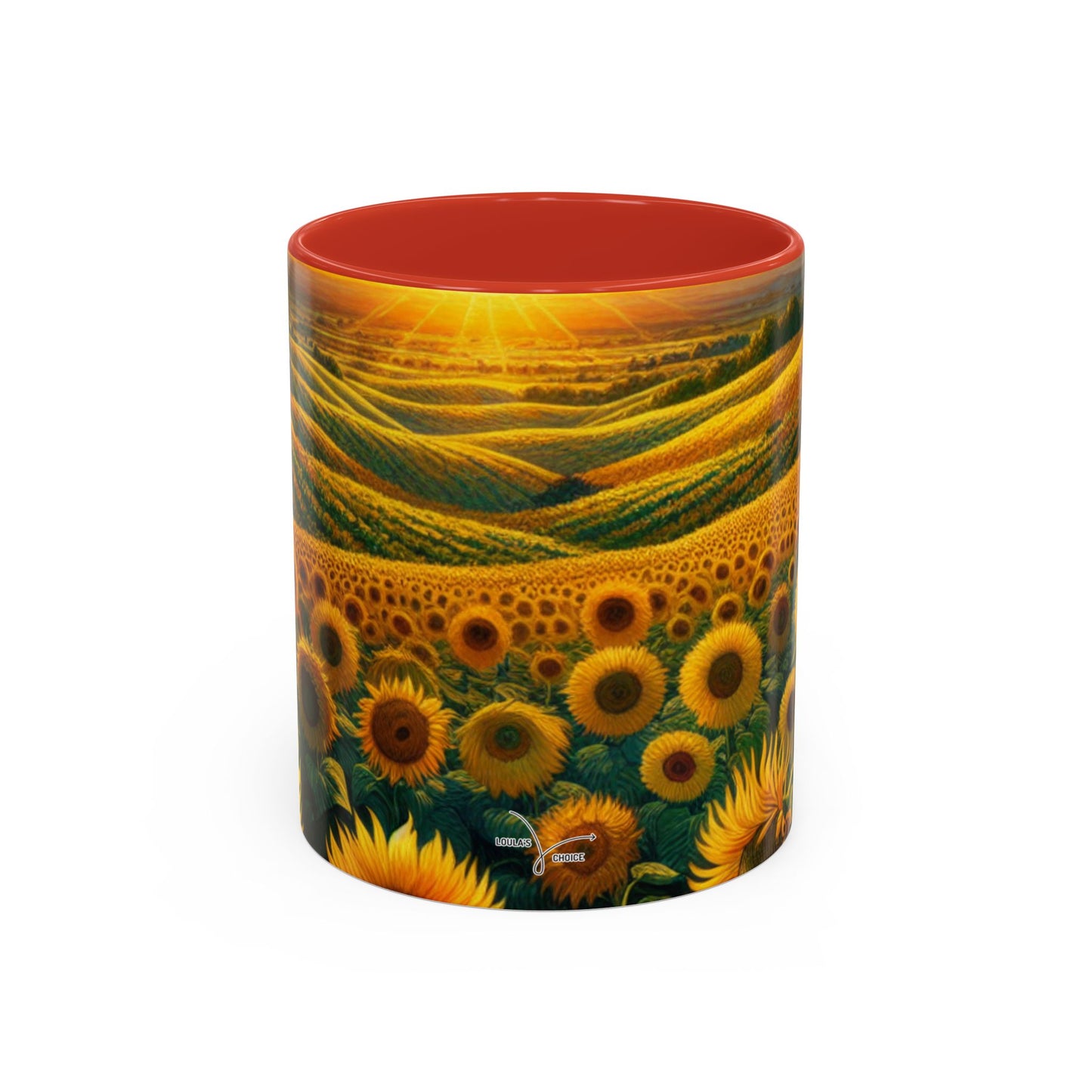 Golden Sunrise Sunflower Fields - Mugs