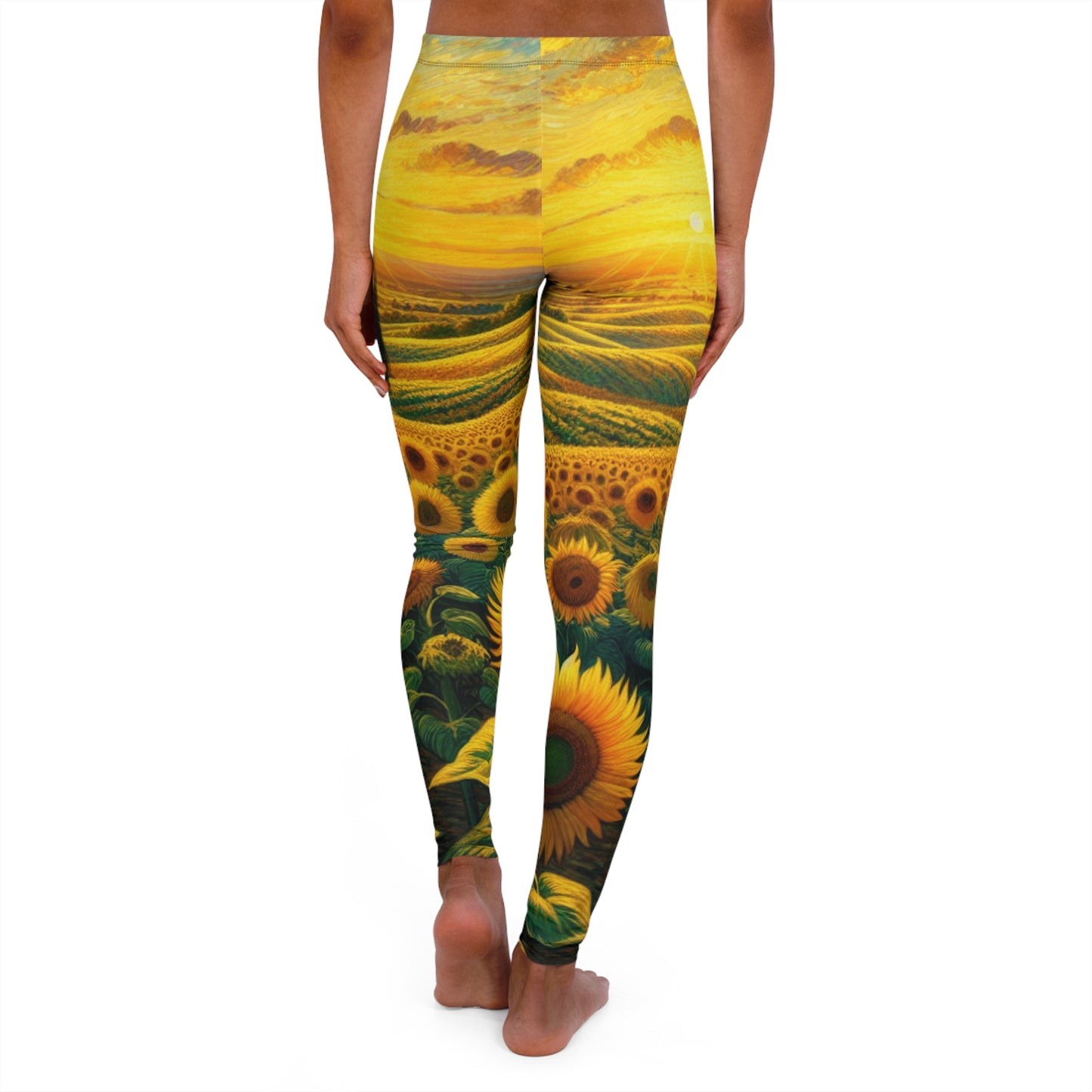 Golden Sunrise Sunflower Fields - Leggings