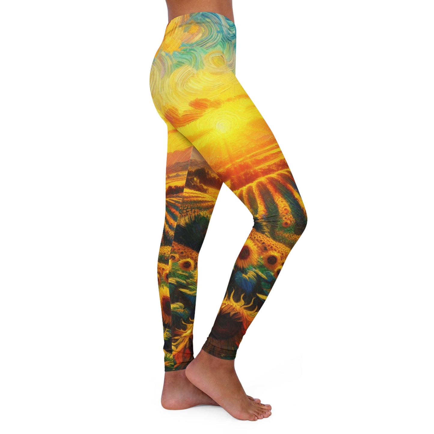 Sunset Whirls over Sunflower Fields - Leggings