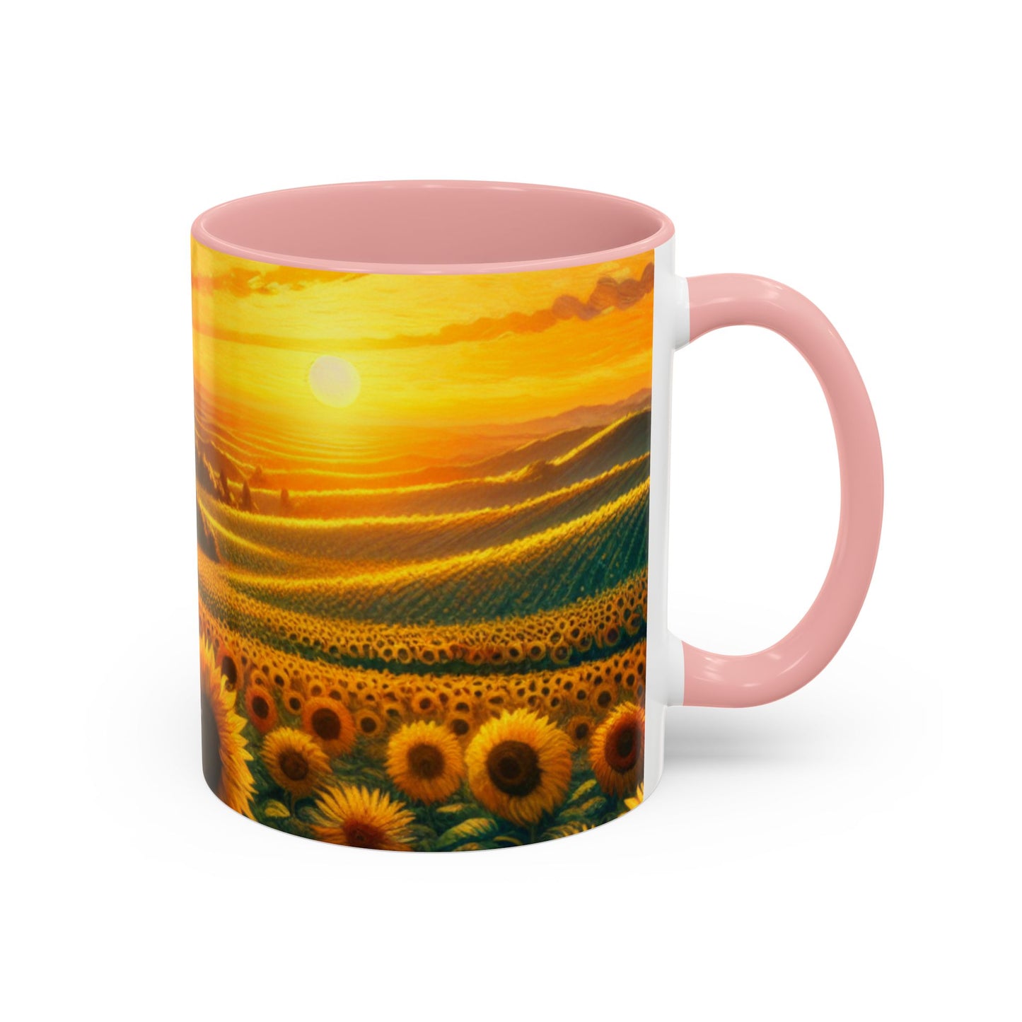 Golden Sunrise Sunflower Fields - Mugs