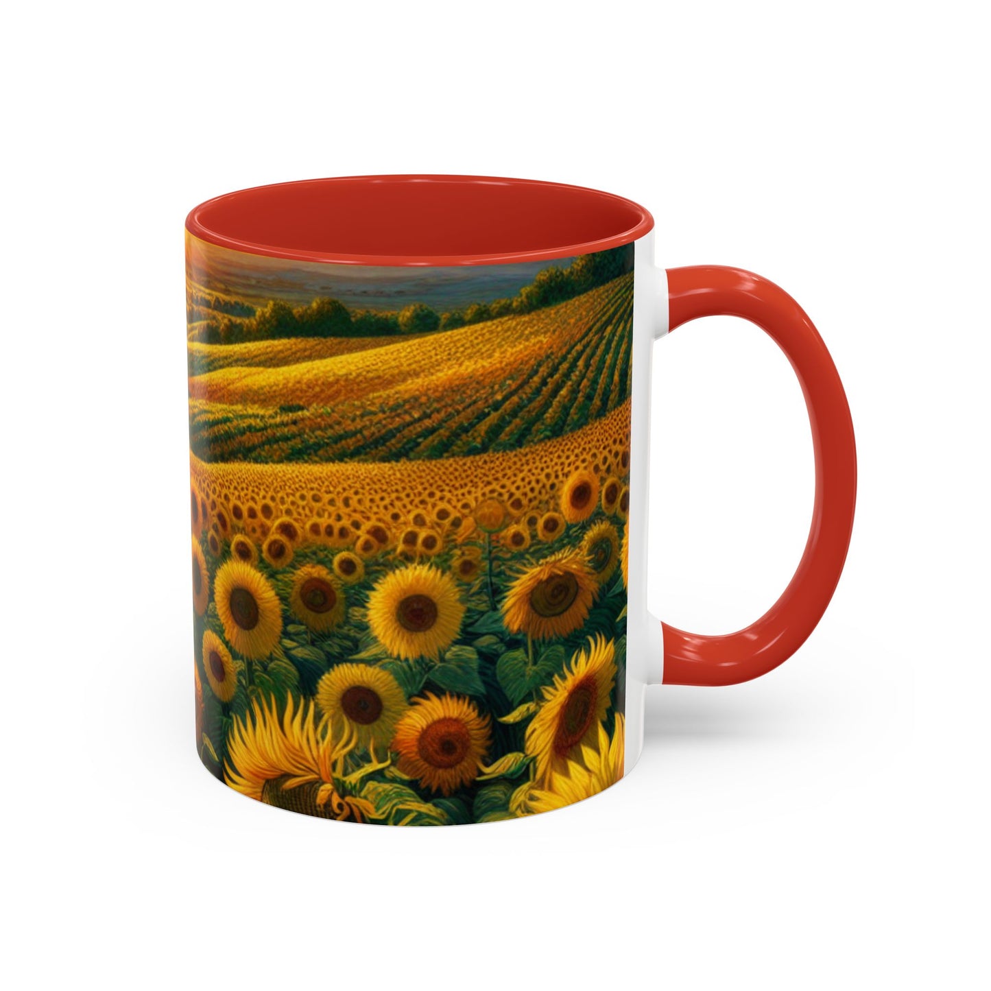 Golden Sunrise Sunflower Fields - Mugs