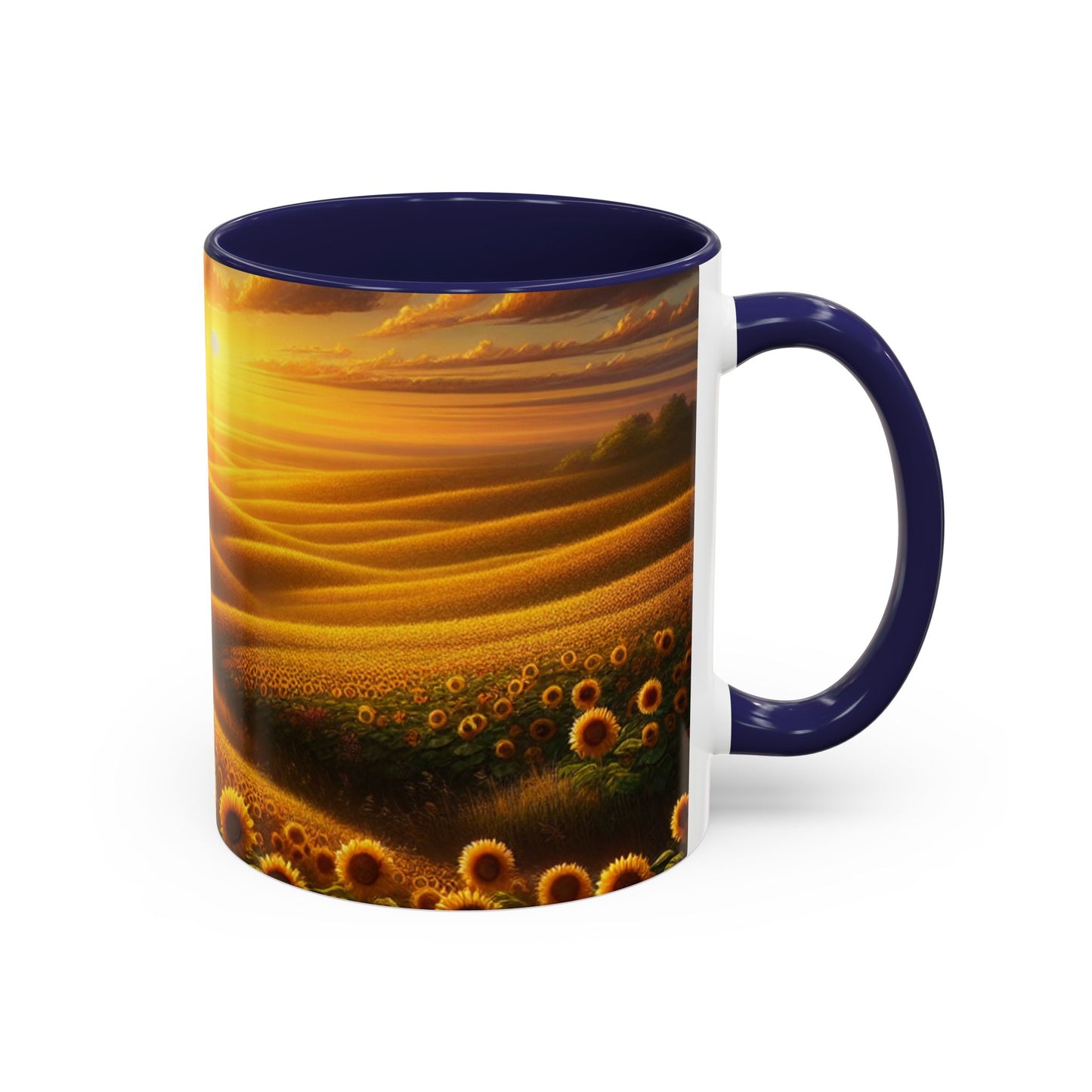 Golden Sunset Sunflower Fields - Mugs