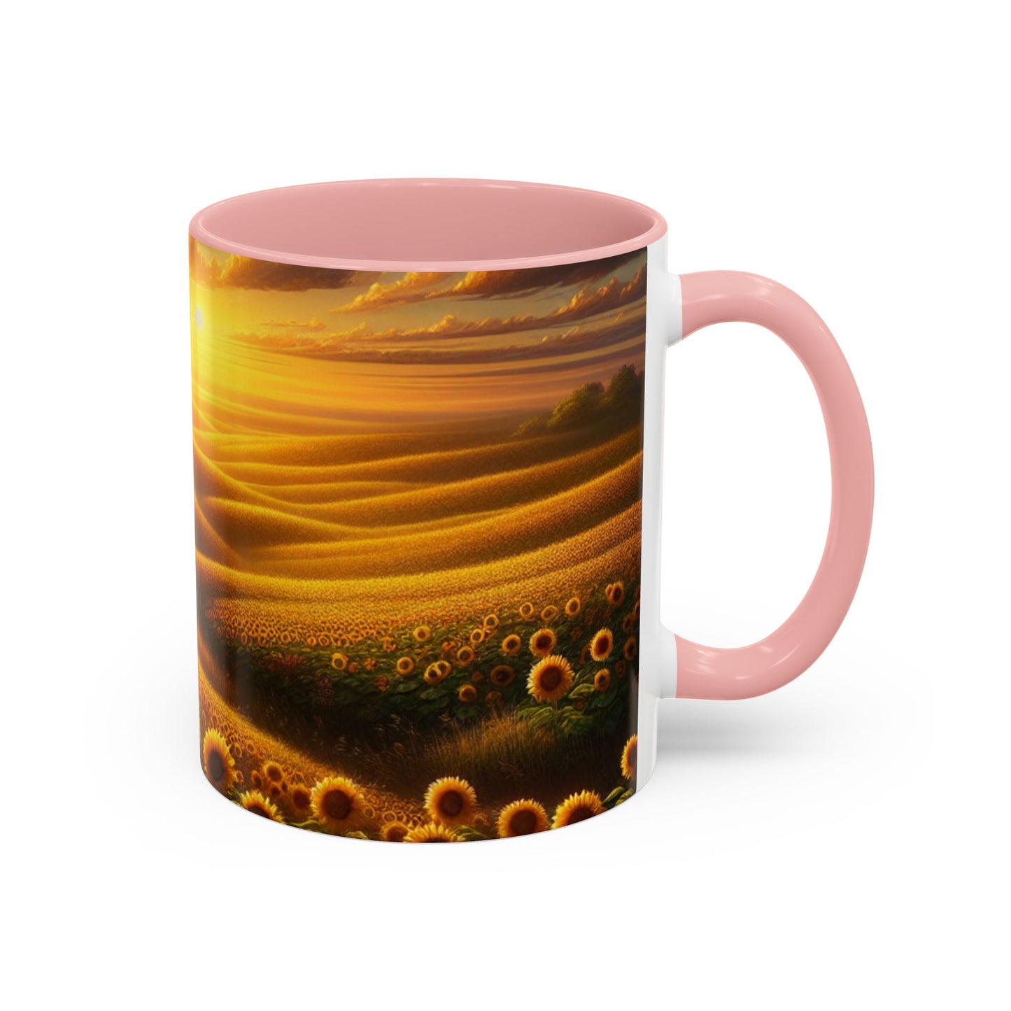 Golden Sunset Sunflower Fields - Mugs