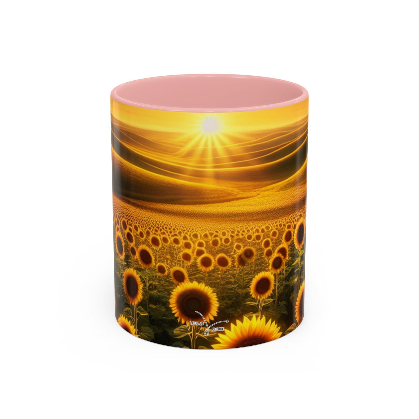 Golden Sunrise Over Sunflower Valley - Mugs