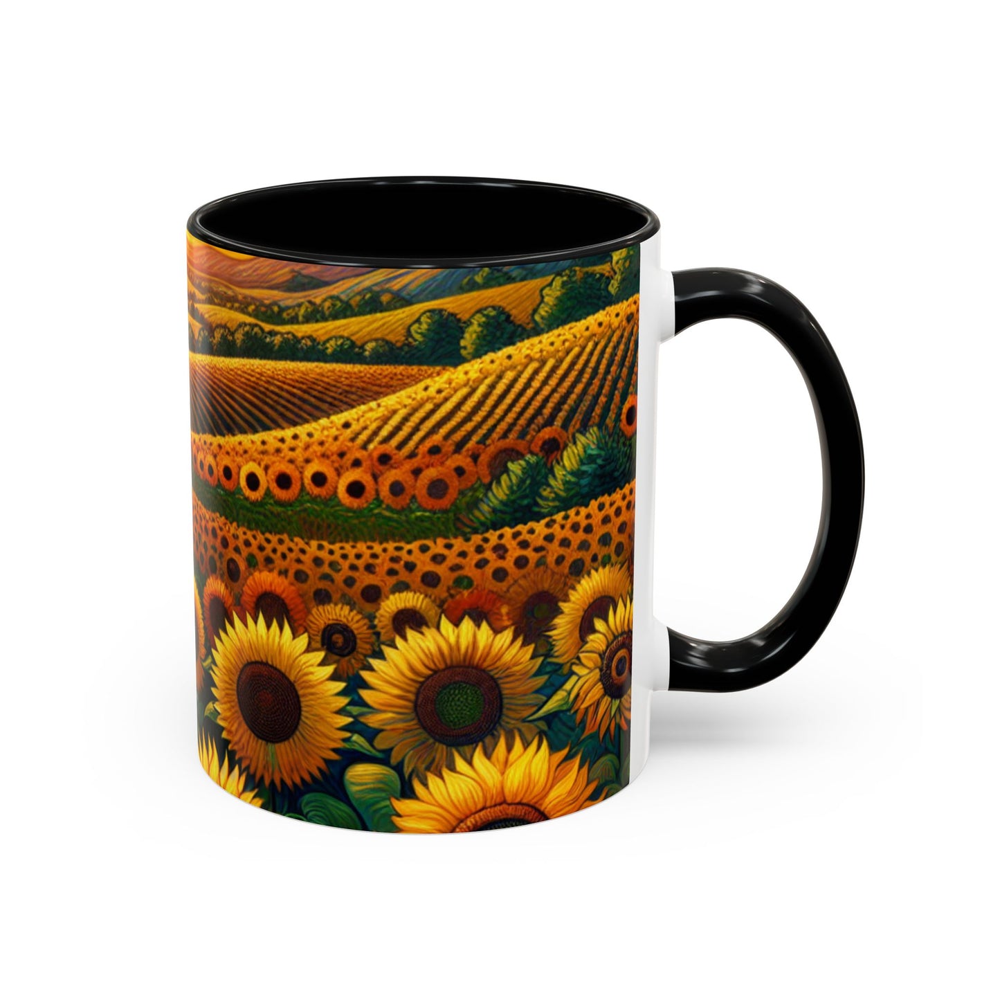 Sunset Serenade in Sunflower Fields - Mugs