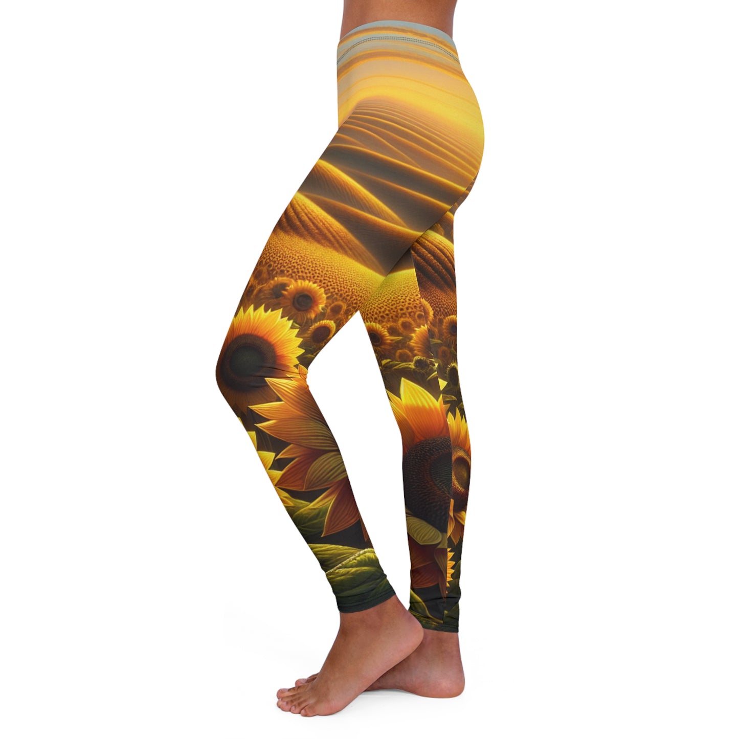Golden Sunrise Sunflower Fields - Leggings