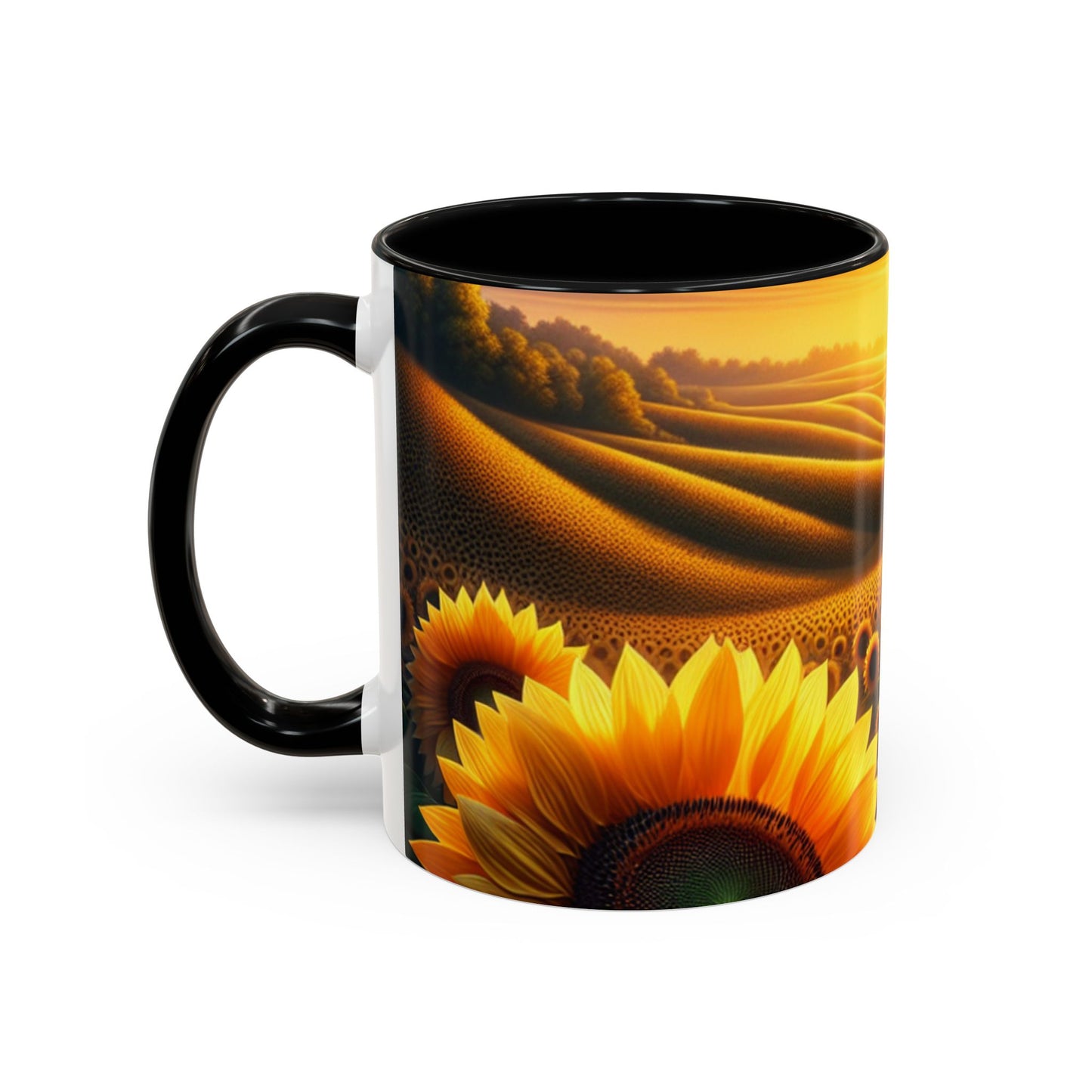 Golden Sunset Sunflower Fields - Mugs