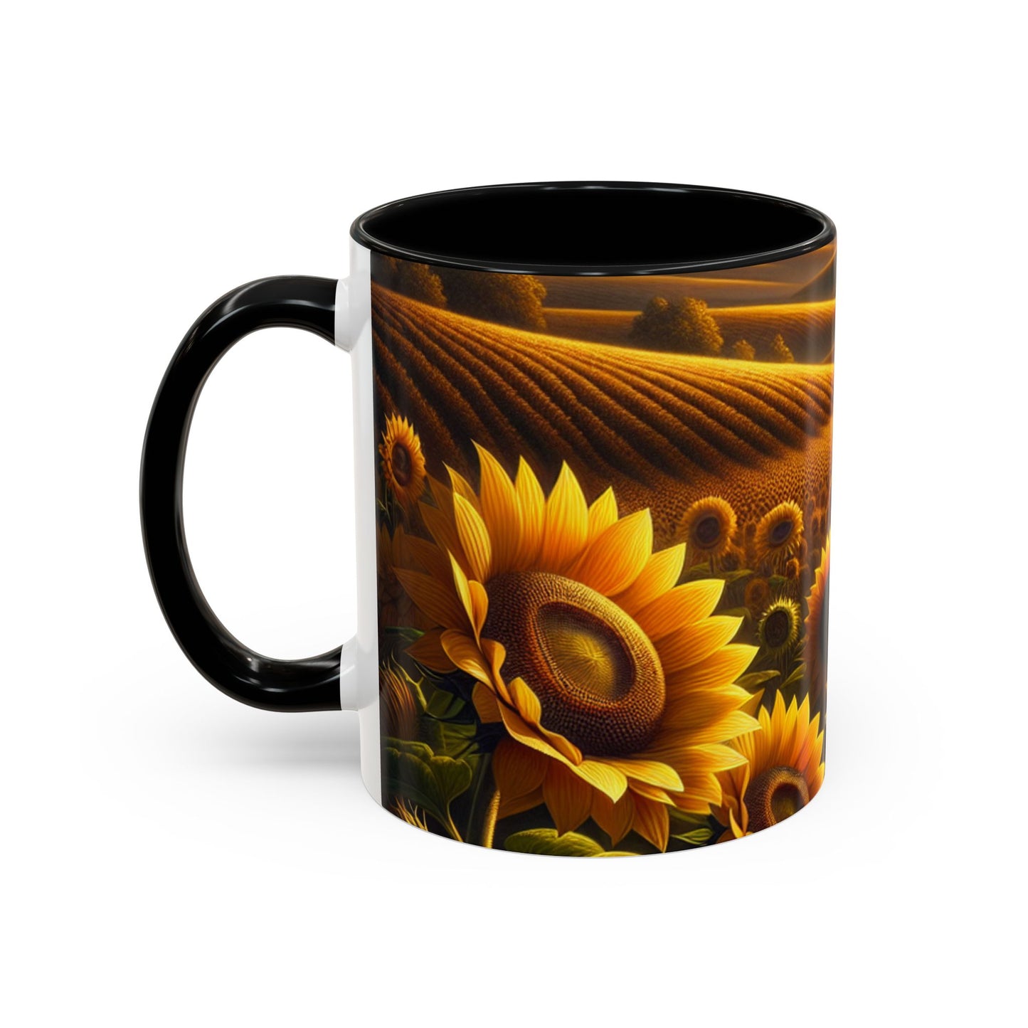 Golden Sunrise Sunflower Fields - Mugs